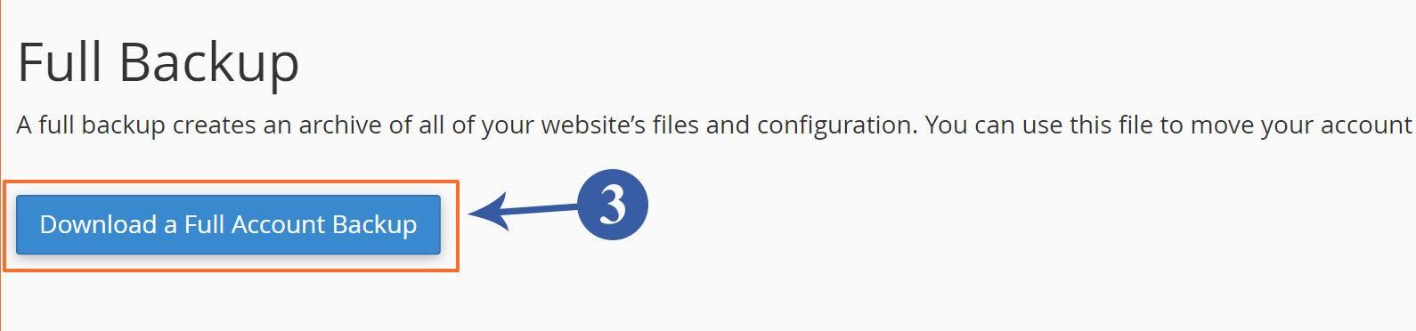Create a Full Backup of cPanel