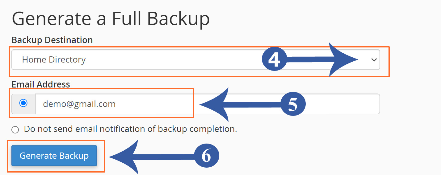 Create a Full Backup of cPanel