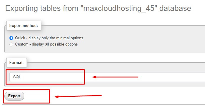 Export MySQL Database From phpMyAdmin